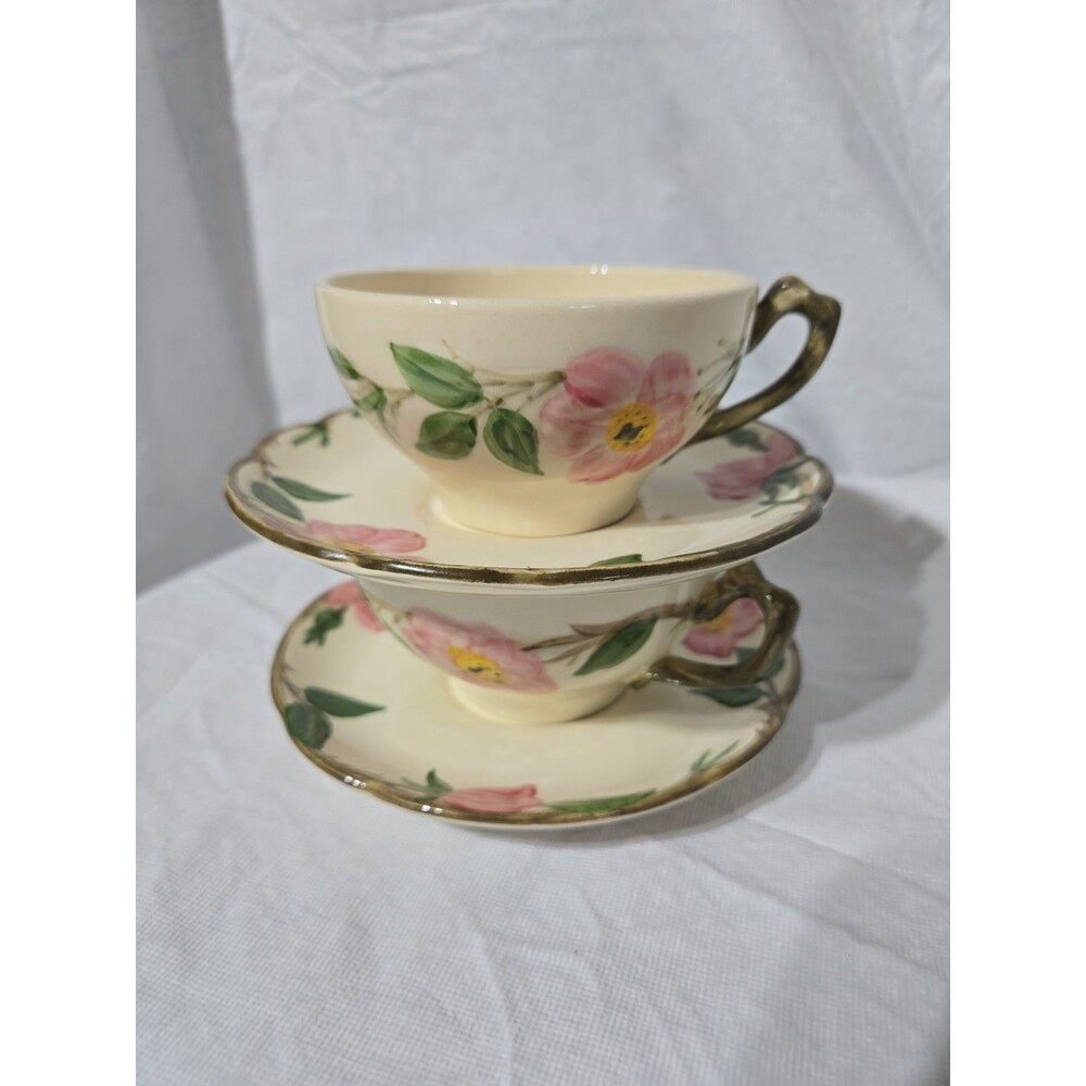 Franciscan Desert Rose Vintage 2pc Teacup & Saucer Hand Painted USA Lot #2